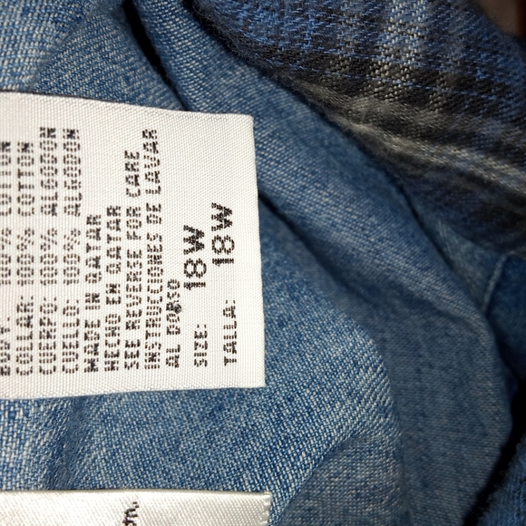 TR Bentley Plus denim/jean maxi midi dress pockets flannel collar buttons 18W - Picture 10 of 11